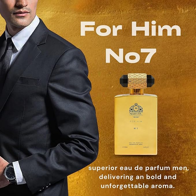 Majestic for Him No7 - Perfume for Men - Bold Spicy Cologne for Men with Bergamot and Tonka Bean - Long Lasting Citrus Perfume - 3.4 oz.