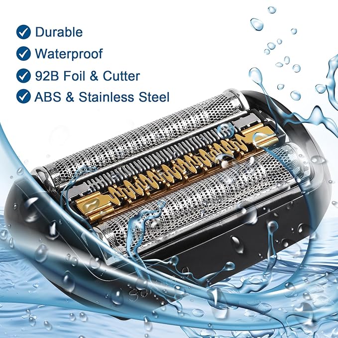 92B Series 9 Electric Shaver Replacement Head Accessories for Braun S9 Foil & Cutter Razor Heads – Foil & Cutter for S9 9290cc/9370cc/9390cc, Close Shave & Hypoallergenic, Wet/Dry Use