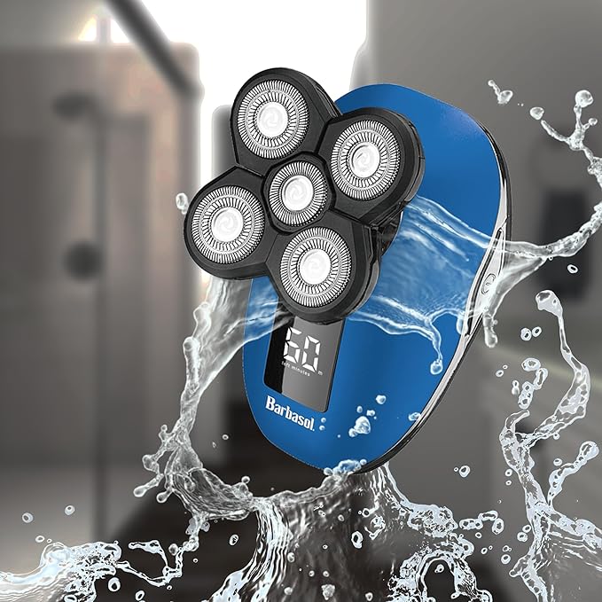 Signature Series Rechargeable Wet and Dry Rotary Head Shaver with Stainless Steel Blades, Cleansing/Buffing Brush and LCD Screen