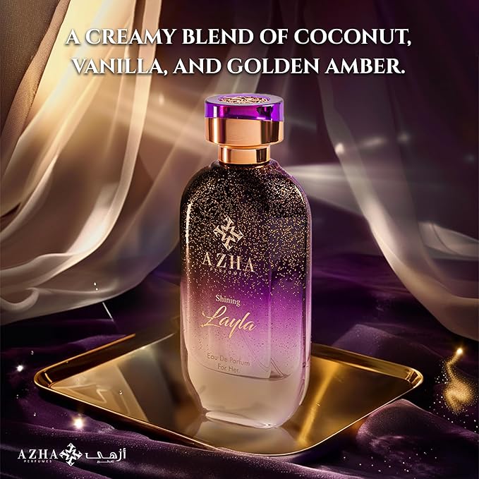 Shining Layla Eau de Parfum for Women, Creamy Vanilla Gourmand Perfume Spray with Coconut, Almond, Chocolate & Praline, Long Lasting Women's Fragrance, Butterfly Nebula, 3.4 Fl Oz