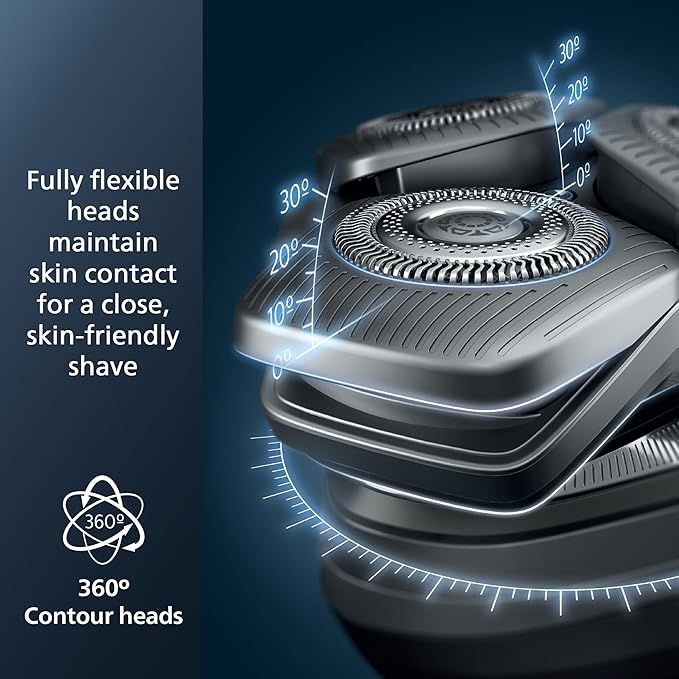 Philips Rechargeable Wet/Dry Electric Shaver Series 9000 with SenseIQ and Comfort Glide Ring Technology, Battery Powered, Silver