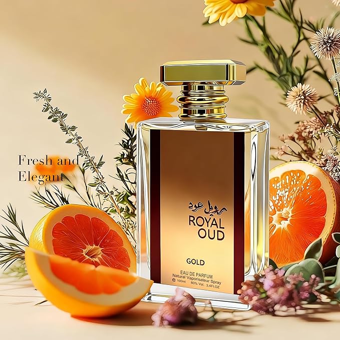 Royal Oud Gold Men's Cologne 3.4 Fl. Oz Eau De Parfum, Warm Vanilla, Saffron & Oud Scents,Fragrance Pheromone