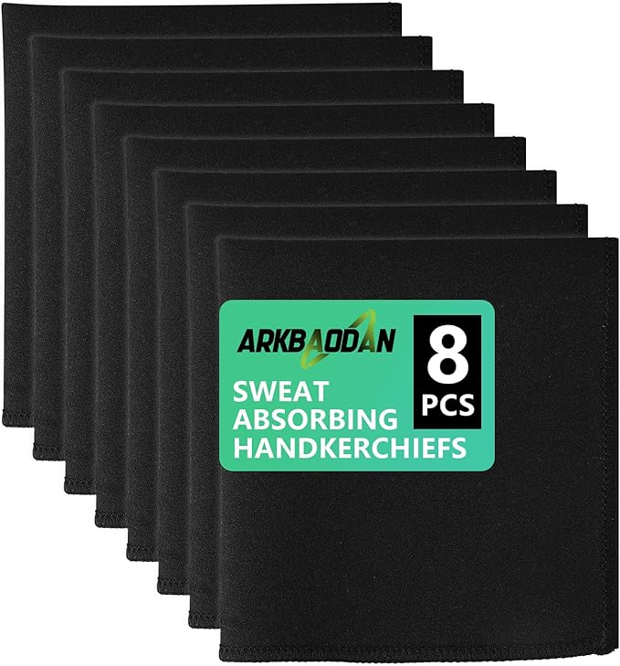8 PCS Gym sweat towels Quick-Dry Microfiber Sweat Rags for Face, Hands, & Body - Men & Women - A soft black handkerchief suitable for use in Basketball, Football, Sports and Work (10" x 10")