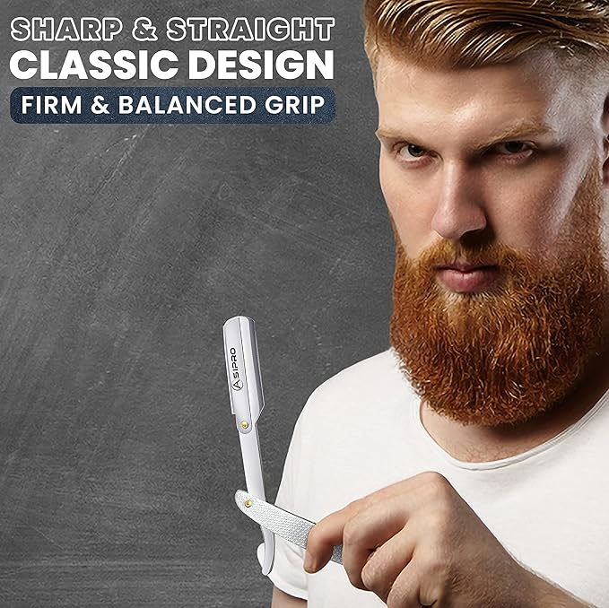Straight Razors for Men with 20 Straight Edge Razor Blade & Case, Mens Straight Razor for Shaving Navajas Para Barbero Barber Razors for Men, Beard Razor