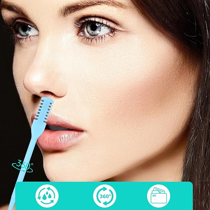 5PCS Nose Hair Trimmer Manual,2-in-1 Nasal Hair Cutter with Cleaning Brush, Upgraded Version 360° Rotating Nasal Hairs Trimmer for Women, Double-Sided Unisex, 5 Colors