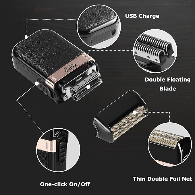 KEMEI Foil Shaver for Men,Waterproof Razor,Cordless Electric Rechargeable Shavers,Trimmer Razors Blade Washable Grooming