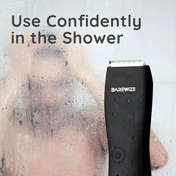 Body Hair & Pubic Hair Trimmer for Men | Waterproof, USB-C Rechargeable, LED Light, Replaceable Ceramic Blade, Electric Ball Shavers, Manscape Kit, Mens Personal Groomer (Raven Black)
