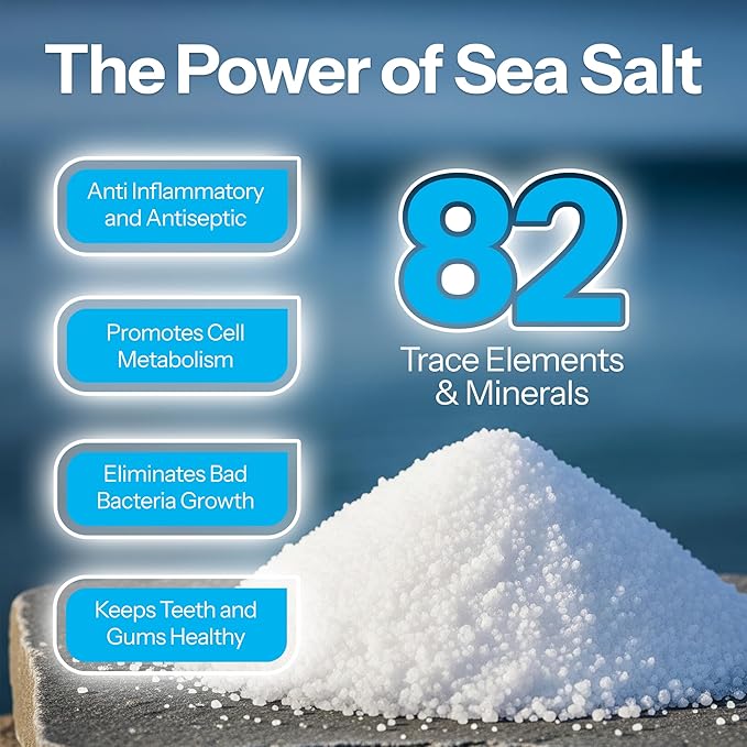 H2Ocean Healing Rinse Natural Sea Salt Mouthwash - Alcohol & Fluoride-Free Oral Care for Tonsil Stones, Sore Throats, Wisdom Teeth Recovery & Gum Health, Whitening Mouthwash - Lemon Ice, 16 oz