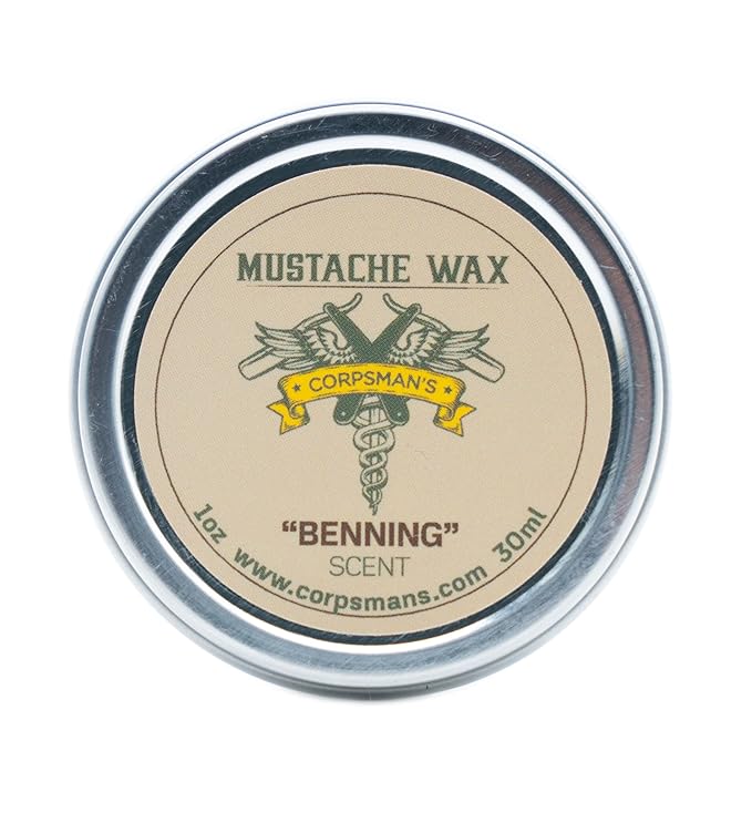 Corpsman's MUSTACHE WAX | Beeswax-based | Four Different Scents | 1 ounce (Benning)