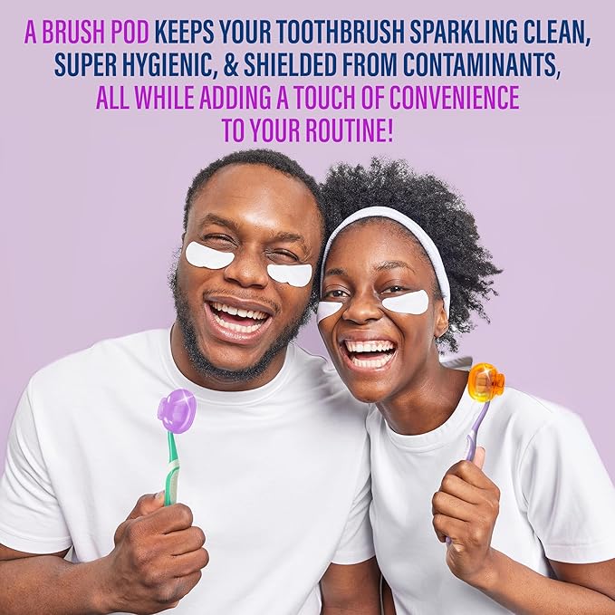 GuruNanda Brush Pods - Toothbrush Cover for Manual & Electric Toothbrush, Keeps Toothbrush Fresh & Clean, Travel Accessories with Natural Essential Oil Vapors, 4 Pack