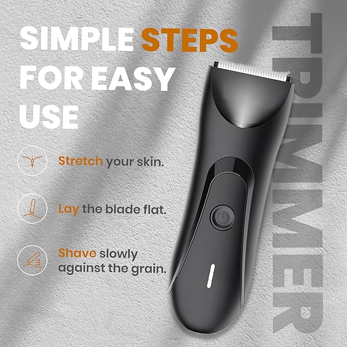 Next Gen Premium Body & Pubic Hair Trimmer – Waterproof Electric Ball Shaver & Groin Hair Clipper with Ceramic Blades – Rechargeable Wet/Dry Trimmer for Men & Women, Chest, Legs, Bikini