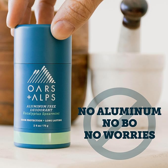 Oars + Alps Deodorant for Men & Women, Aluminum Free Deodorant for Men, Clean Ingredients, Vegan, Long Lasting, Odor Protection, Eucalyptus Spearmint, 3pk