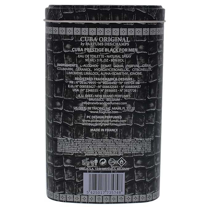Cuba Prestige Black by Cuba for Men - 3 oz EDT Spray
