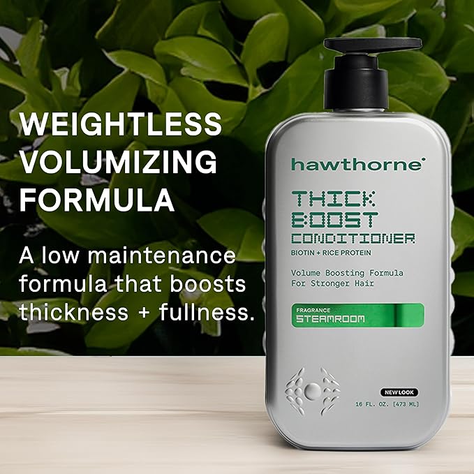 Hawthorne Thick Boost Conditioner For Men. Mens Conditioner For Thinning Hair With Biotin, Rice Protein & Vitamin E. Weightless Formula For Strong, Silky Hair. Sulfate & Paraben Free. 16 fl oz 2-Pack.