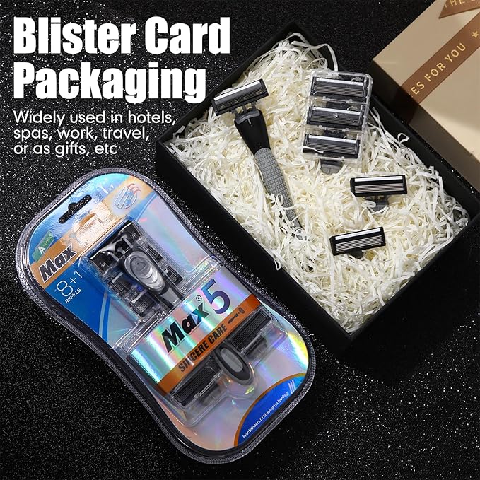 27 Pcs Refillable Men's Razors Kit Holiday Shaving Kit 5 Blade Disposable Sensitive Skin Razor refills for a Comfortable Shave, 3 Handles and 24 Cartridges