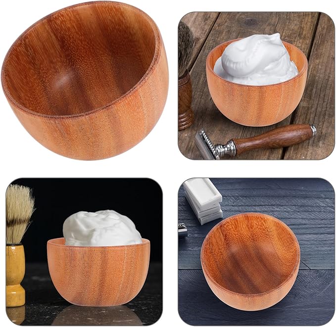 PRETYZOOM Wooden Shaving Soap Bowl for Men Beard Bubble Lather Bowl Lightweight Shaving Cream Dish Suitable for Daily Grooming and Travel
