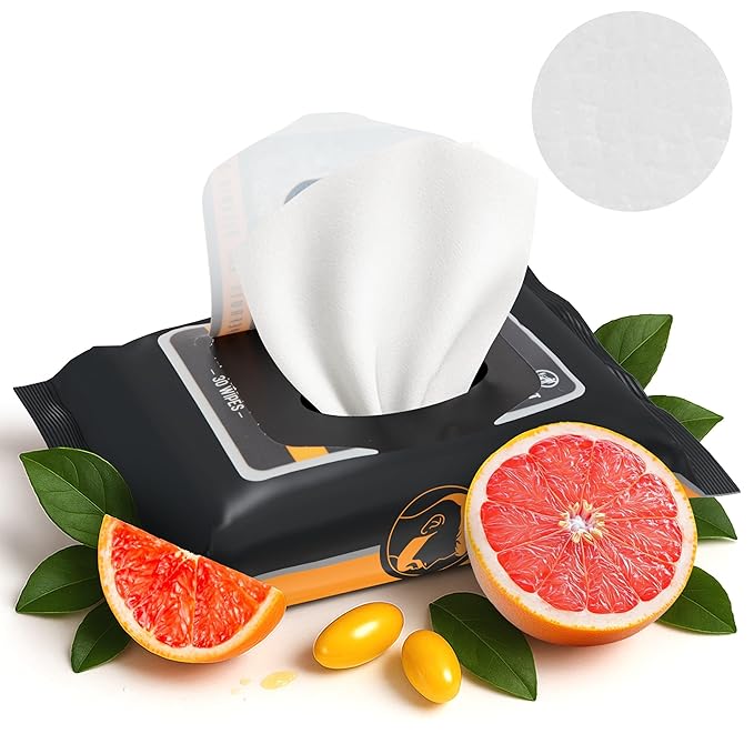 The Nobleman 4-Pack Face + Body Aloe Infused Cleansing Wipes: 4 Energizing Packs with Grapefruit Chamomile and Vitamin C (120 Ct.)