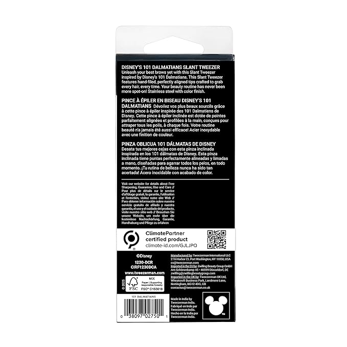 Tweezerman Disney's 101 Dalmatians Slant Tweezer - Hair Removal Tweezers, Stainless Steel