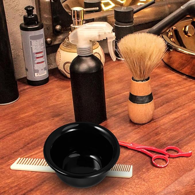 SUPVOX Reusable Plastic Shaving Soap Bowl for Men, Black Shaving Cup Lathering Function, Sturdy Shave Cream Bowl Suitable for Daily Grooming and Travel Use