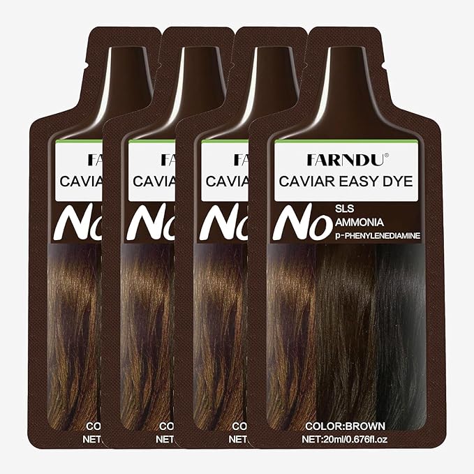 Brown Hair Dye for Women Men, Ammonia Free, PPD Free, Stubborn Gray Hair Coverage Hair Dye Shampoo 4 Pack