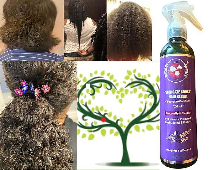 Midori Family Elongate Boost Concentrate Hair Serum - 8oz: To encourage hair thickness and length for Thinning Hair, Hair Loss remedy for Men & Women to stimulate Hair Follicle