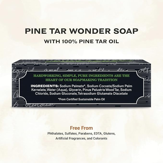 The Grandpa Soap Company Pine Tar Bar Soap for Men- Made With Pine Tar Oil, 3 in 1 Cleanser Deodorizer and Moisturizer, Dermatologist Tested, Safe for Sensitive Skin, 4.25 Oz, 8 Pack