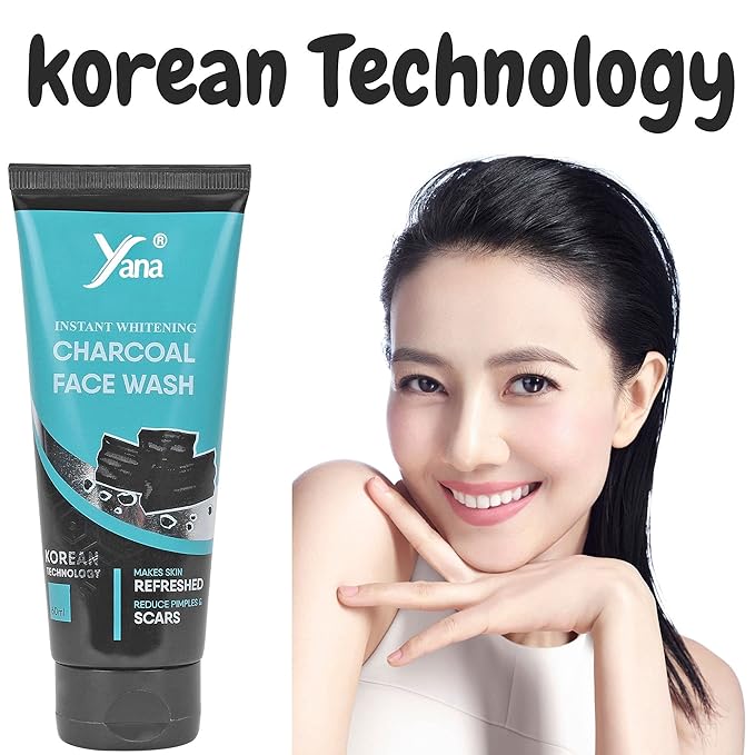 Yana Charcoal Face Wash travel size & Cleanser Men Pollution By Korean Technoloy | Charcoal Face Wash Scrub | Side-effect Free