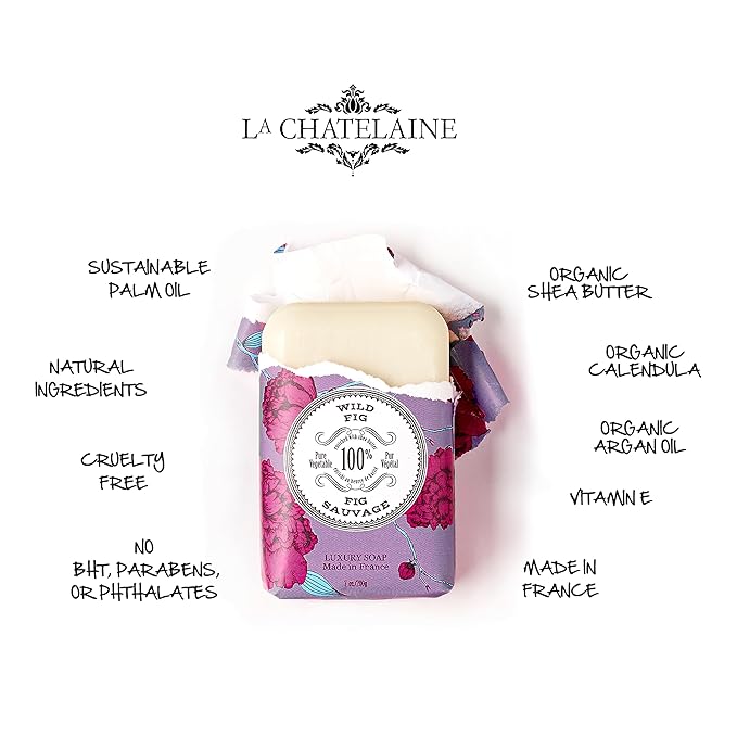 La Chatelaine Luxury Bar Soap | Natural Shea Formula (Wild Fig, 7 oz)
