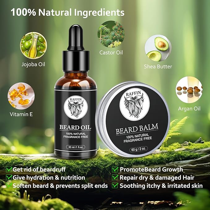 Birthday Gifts for Men - Beard Kit w/Beard Oil & Balm, Beard Brush & Comb, Beard Wash/Shampoo for Men's Self-care, Anniversary | Birthday Gifts for Him Husband Boyfriend Dad Son Friend Brother