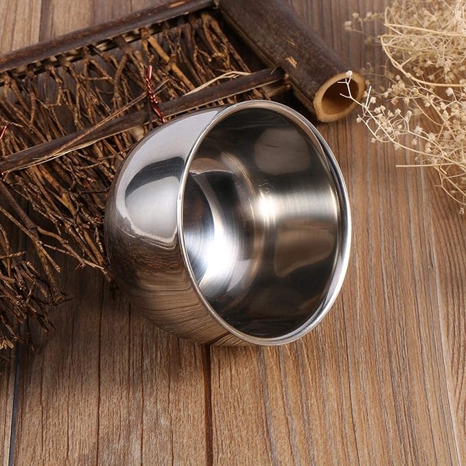 Agatige Shaving Bowl for Men, Double Layer Stainless Steel Shaving Lather Dish Soap Bowl Accessories for Barber Shops, Home, Business or Travel Use