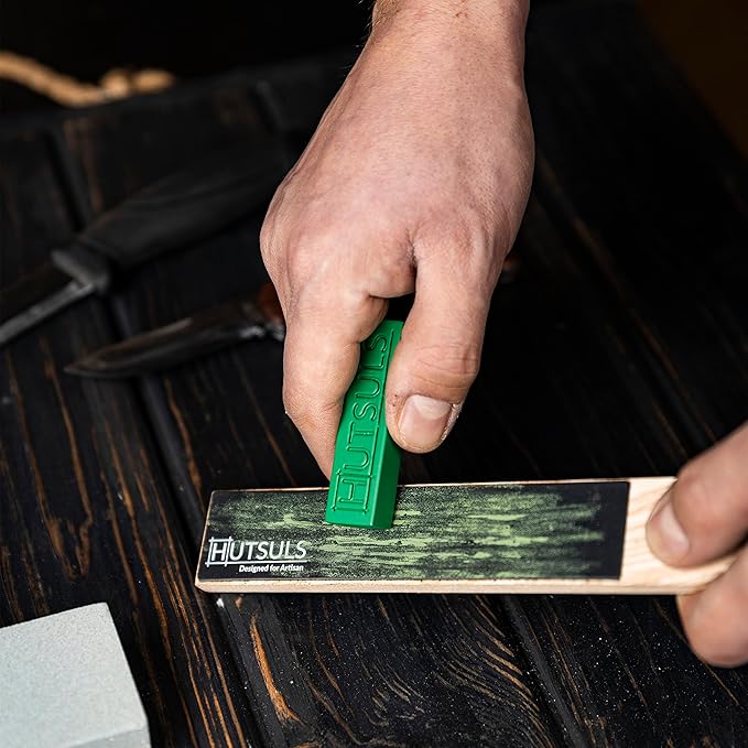 Hutsuls Pocket Knife Strop Kit - Get Razor-Sharp Edges with Pocket Leather Strop for Knife Sharpening, Easy to Use Knife Stropping Kit with Stropping Compound, Stropping Leather Sharpening Strop Block