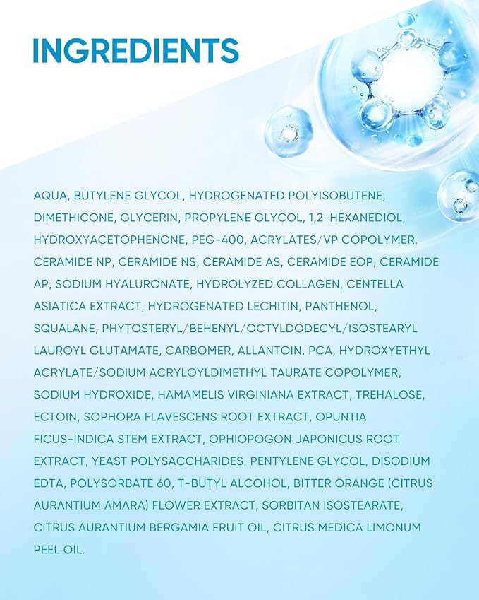 Face Moisturizer with 5X Ceramides, Hydrating Moisture Barrier Repair Cream for Sensitive/Oil Skin Types, Hyaluronic Acid & Centella, Daily Facial Moisturizer, Non-Comedogenic 100g/3.53fl.oz