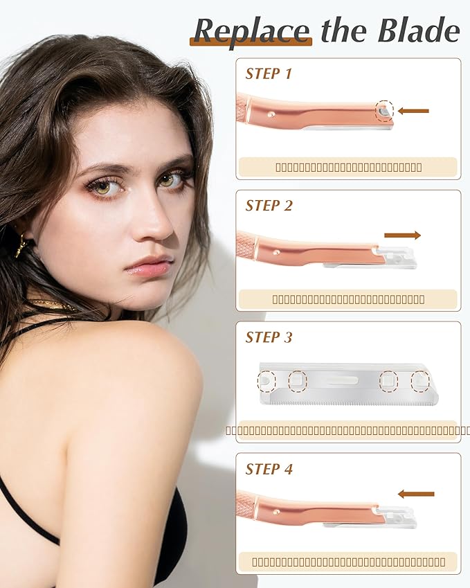 MoHern Dermaplan Razor for Face Professional, Facial Razors for Women Face with 40 Blade Refills, Eyebrow Razor for Women and Men