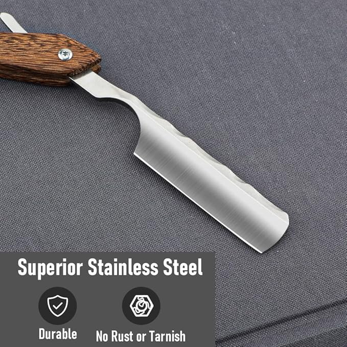 Straight Razor With Strope - Professional Straight Edge Barber Premium Stainless Steel Shaver With Shaving Strop for Men Home & Salon Grooming Using (NO.159)