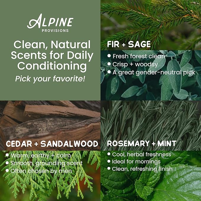 Alpine Provisions Natural & Organic Conditioner with Fir & Sage – Moisturizing Hair Conditioner with Aloe Vera, Sunflower Oil & Essential Oils – Sulfate-Free, Vegan, Plant Based – 16.9 fl oz