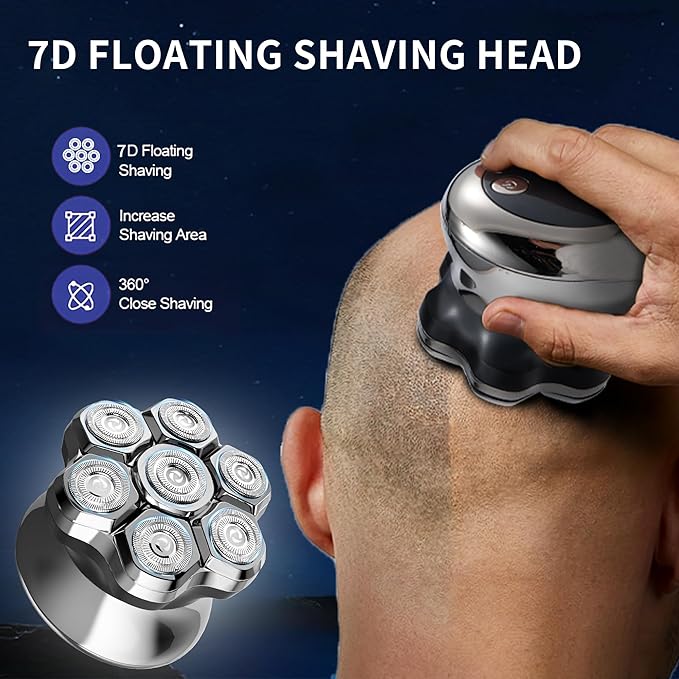 Head Shavers for Bald Men,Magnetic Head Shaver,Waterproof Wet Dry Shaving,Electric Bald Head Razor,LED Display,Cordless Rechargeable 7D Shaver for Scalp/Face/Beard with Type-C Charge