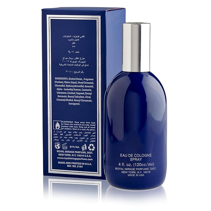 Royal Mirage Silver Eau de Cologne - Premium Floral & Woody Fragrance Spray - 120ml (4 oz) Long-Lasting EDC - Authentic Heritage Scent
