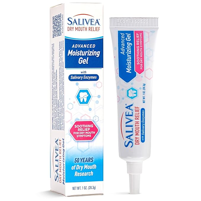 Salivea Dry Mouth Relief Gel Moisturizer, 1 oz Tube, Saliva Substitute Moisturizing Gel with Salivary Enzymes & Moisturizers, Alcohol Free, Soothing, Mouth Comfort