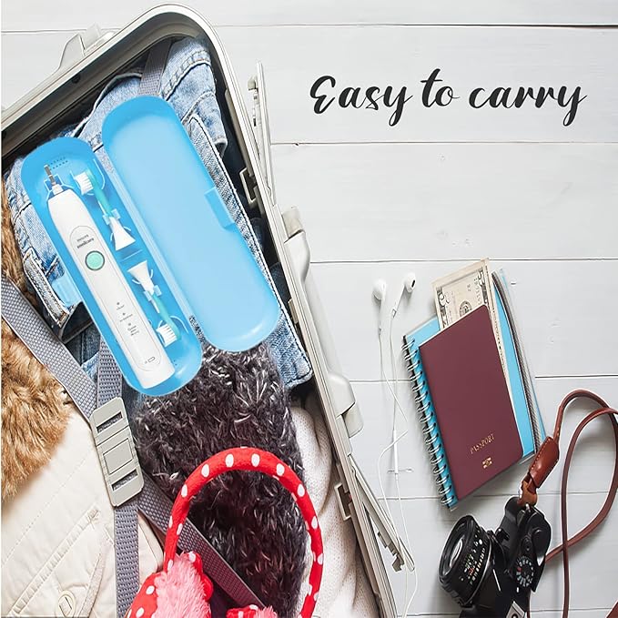 2 Pcs Electric Toothbrush Travel Case, Portable Travel Toothbrush Holder for Electric Toothbrush Set (Blue and Black)