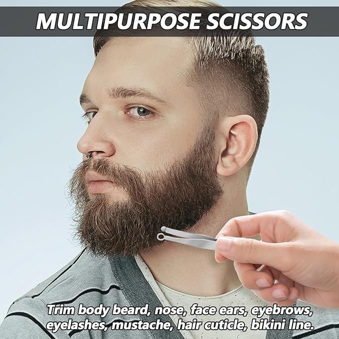 Nose Hair Trimmer and Small Scissors with Round Tip Design, Will Not Hurt The Nasal Cavity, Curved and Rounded Safety Tip Clippers for Eyelashes, Nose, Eyebrow Trimming, Mustache
