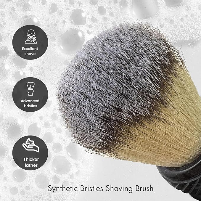 Synthetic Shaving Brush – 24mm Knot Soft Bristle Shaving Brush Men, Black Tuxedo Handle, Effortless Lathering, Ideal for All Skin Types & Daily Use