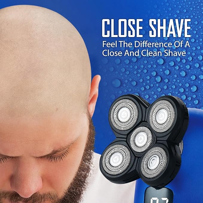 Signature Series Rechargeable Wet and Dry Rotary Head Shaver with Stainless Steel Blades, Cleansing/Buffing Brush and LCD Screen
