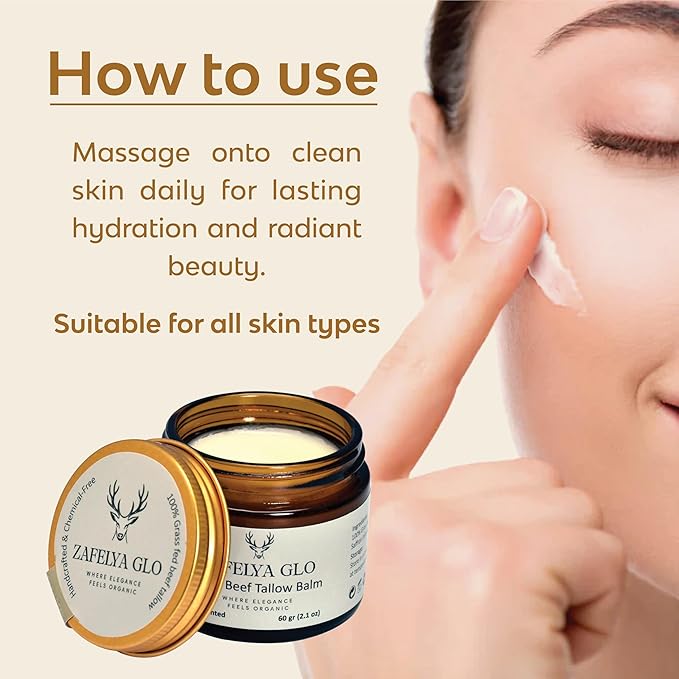 Grass-Fed Beef Tallow Balm with Raw Honey - US Handmade Tallow Moisturizing Balm for All Type of Skin & Body - Organic Beef Tallow moisturizer (2.1 oz Unscented)