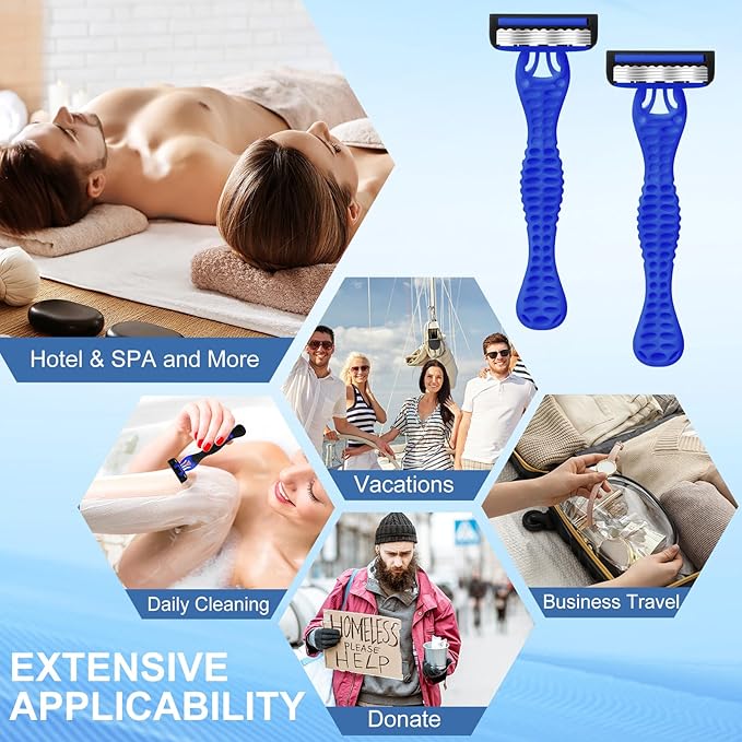 30 Pcs Sensitive Men's Disposable Razors Bulk 5-Blade Disposable Head Razor for Sensitive Skin for Hotels, Travel, Business Trips, Gyms, SPA, Donations, Gifts, Etc.