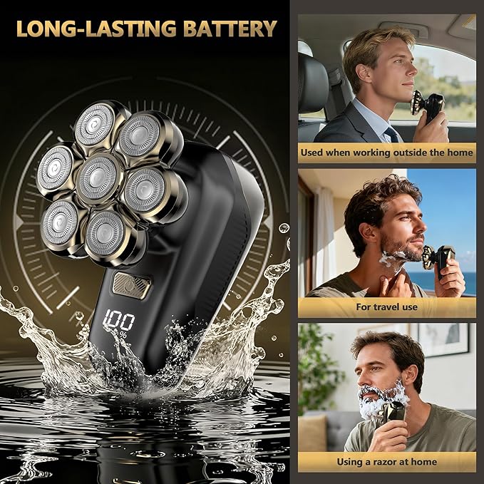 Electric Shaver for Women, Electric Razor with 7D Magnetic Shaver Heads, Wet Dry Waterproof Bald Head Trimmer Kit for Women & Men, Nose Ear Hair Trimmer, USB Rechargeable Clippers, Pink