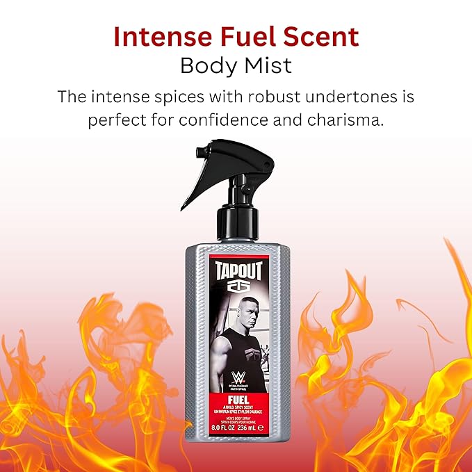 Tapout Fuel Body Spray Perfume for Men Refreshing Fragrance, 8 oz