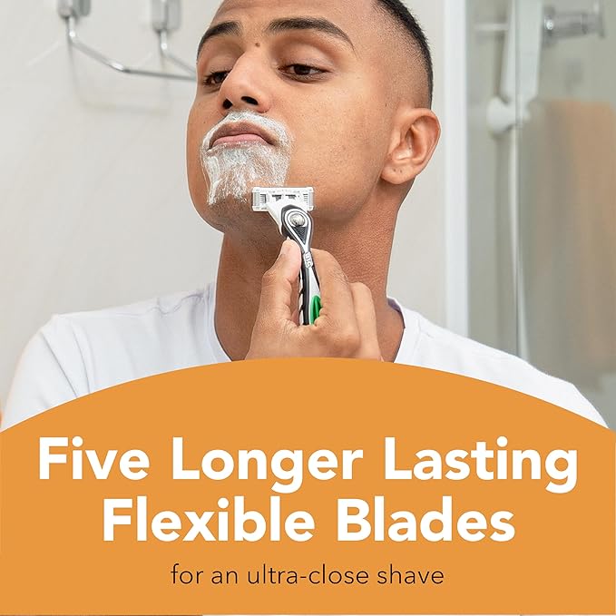 BIC Flex 5 Sensitive Men's 5-Blade Razor Refills, Clincally Proven for Sensitive Skin, 8 Refill Cartridges, 8-Pack