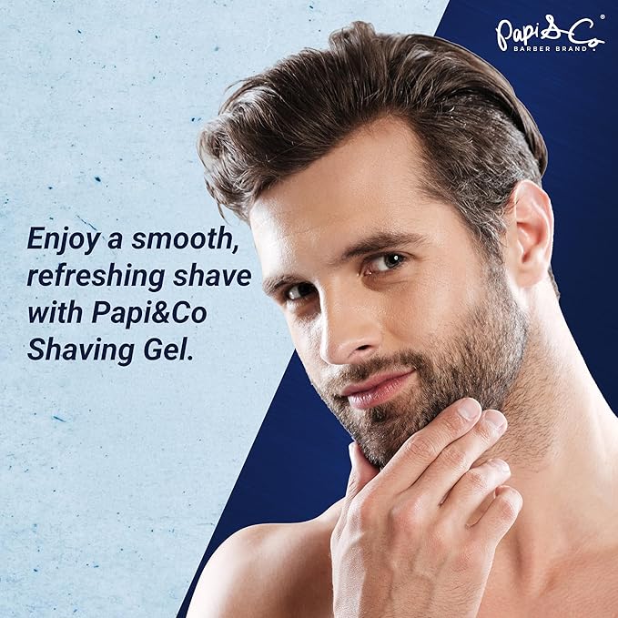 Papi&Co Shaving Gel for Ultra Sensitive Skin - Gentle, Alcohol-free, Moisturizing and Protecting Face Shave Gel for Men 17.6 Oz