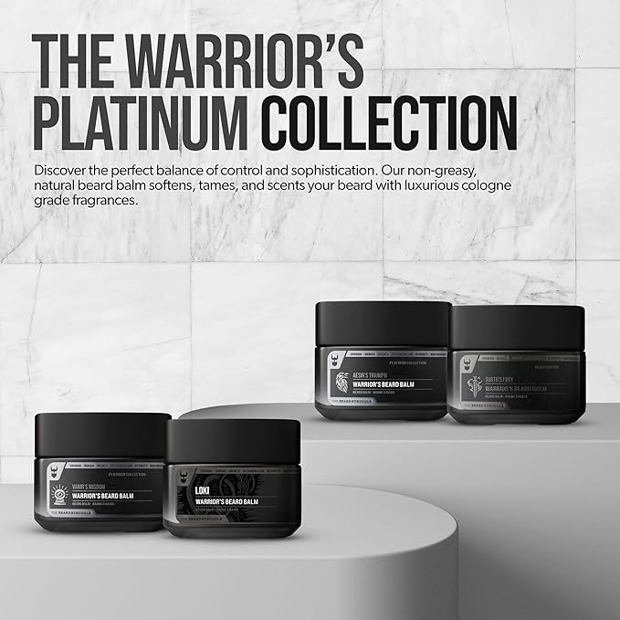 The Beard Struggle Warrior’s Beard Balm - Platinum Collection, Surtr's Fury - Non-Greasy Low-Hold Formula, Luxurious Cologne-Grade Fragrances 100% Natural and Plant-Based Ingredients - 50g