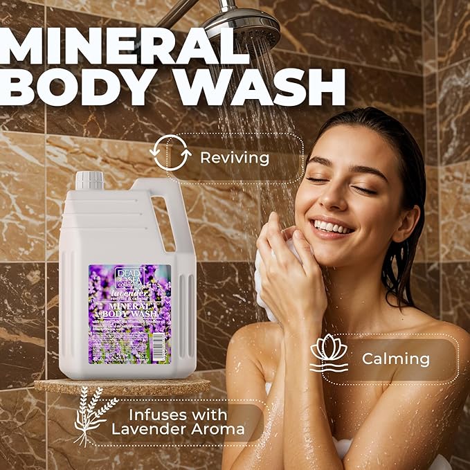 Dead Sea Collection Lavender Body Wash Refill for Women and Men – Bulk Size with Dead Sea Minerals and Lavender Oil – Cleanses and Moisturizes Skin (128 fl. oz)